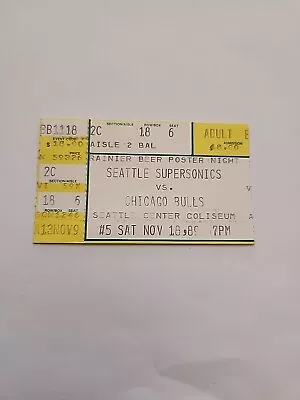 Chicago Bulls Ticket Stub Michael Jordan 32 Pts Vs Seattle Supersonics 11/18/89 • $12.95