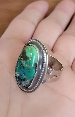 Vintage Mens Wide Face Green Turquoise Ring Size 10 • $29.20