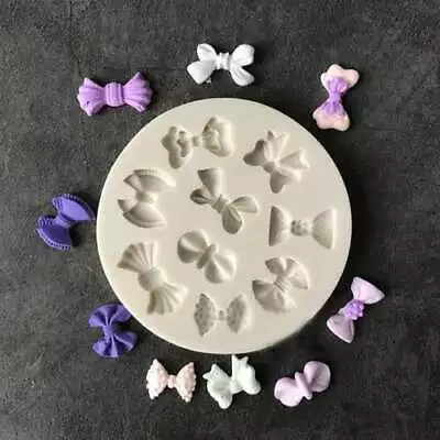 Bow Fondant Baking Mold Cookies Chocolate Decor Silicone Mould Cake Topper • £3.68