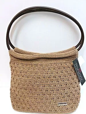 Minicci Hobo Handbag Brown Crocheted Fabric Magnetic Snap Closure NWT • $10