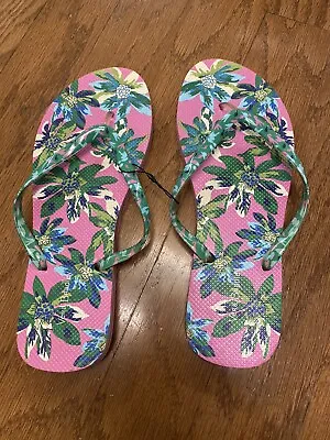 Vera Bradley Tropical Paradise Flip Flops Womens 9/10 Pink Green NEW!! • $11.57