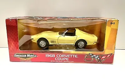 Ertl American Muscle 1968 Yellow Corvette Coupe 50th Anniversary 1:18 Scale • $59.95