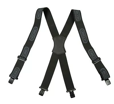 OREGON 562411 Black Chainsaw Trousers Logger/Forestry Braces With Metal Clips • £22.98