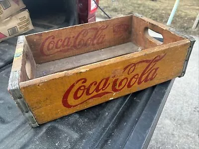Coca Cola Wooden Crate RARE 1945 Chattanooga Orangish Yellow Fast Shipping WoW ! • £67.47