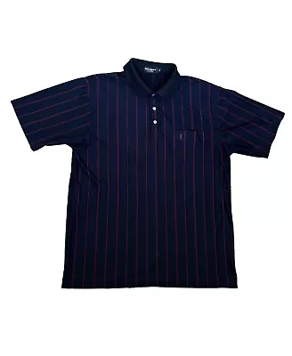 Vtg Yves Saint Laurent YSL 100% Silk  Blk. With Red Stripe Polo Shirt Mens Sz XL • $80