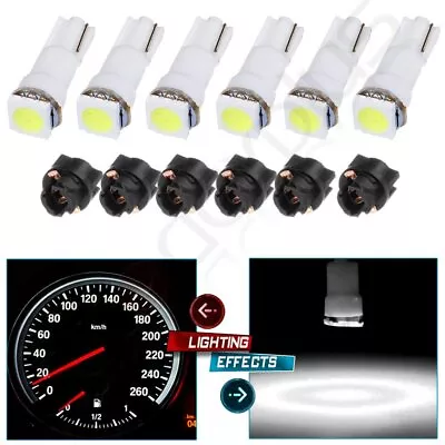 6 White 74 T5 Twist Socket Dashboard Gauge 5050 1SMD LED Wedge Lamp Bulbs Light • $8.27