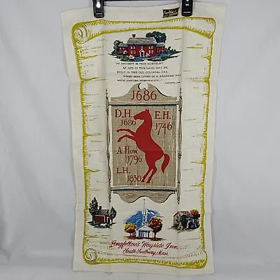Vintage Linen Tea Towel Longfellows Wayside Inn Massachusetts Kay Dee Handprints • $12.99