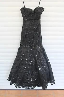 £75 • Buy Mori Lee By Madeline Gardner Prom Dress Strapless Full Skirt Black UK Size 6-8
