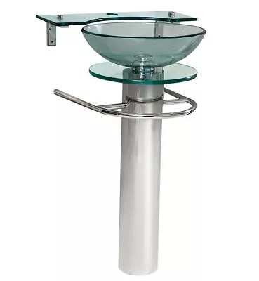 Fresca CMB1019-V Ovale 24  Glass Pedestal Bathroom Sink - Stainless Steel • $749.95