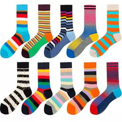 Design Socks Stripes Mens Funky Coloured One Size Socks Cotton Fashion • $6.69
