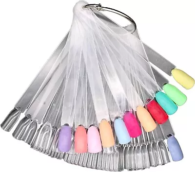 50 Display Nail Art Key Ring Wheel Fan Polish Practice Colour Pop Tips Sticks • £4.49