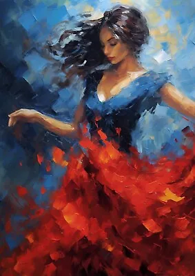 Dancing Women Flamenco Oil Painting Poster Photo Print Wall Art Housewarming ✔️ • £12.49