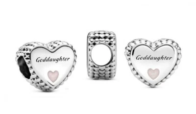 $39 • Buy New Genuine PANDORA 799147C01 Sterling Silver Goddaughter Heart Charm