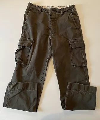 J Crew Men’s Cargo Pants Green Brown 31x32 Button Fly - Flaw Read • $16