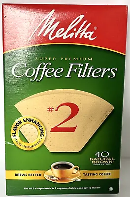 Melitta 612412 #2 Natural Brown Cone Coffee Filters 40 Count • $3.49