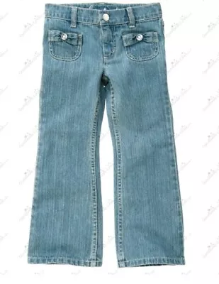 $15 • Buy Gymboree Girls 4 4T Bee Chic Bow Gem Pocket Bootcut Jeans NWT Light Wash