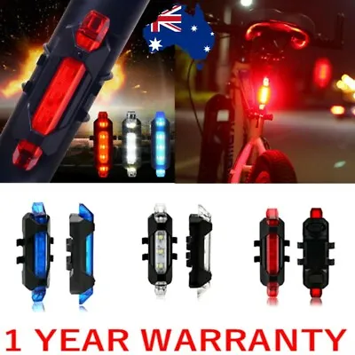 NEW LEDs Bike USB Front Rear Light Bicycle Cycling Rechargeable Tail Warning Lam • $7.99