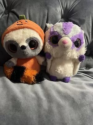 Yoohoo And Friends Sugar Glider Purple  And Raccoon In  Orange Pumpkin Suit 8inc • £6.99