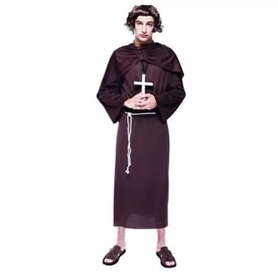 Adult Mens Monk Costume Brown Robe With Sash & Belt • $19.99