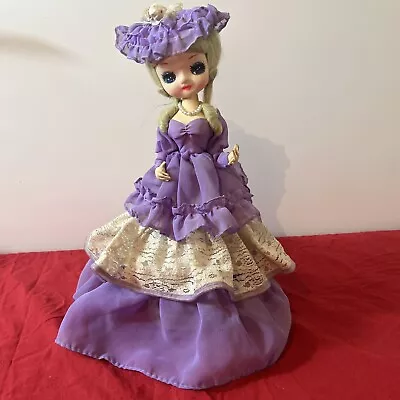 VINTAGE 1970's Bradley Big Eye 32cm Doll Made In Korea Purple Dress • $45