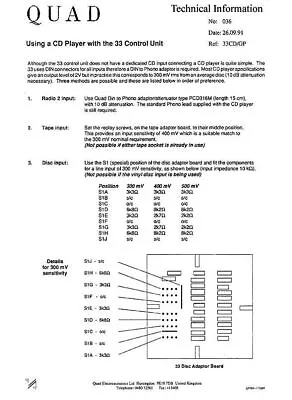 QUAD 33 303 Amplifier Amp Owner N Service Manual • $8.24