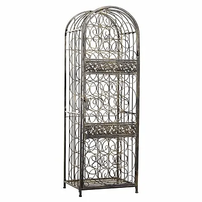 45 Bottle Wrought Iron Wine Rack Jail With Lock Antique Bronze • $103.73