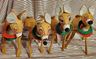 $76 • Buy Annalee Reindeer 1980 & 1981 6  Doll Lot Of 4 Free Shipping 