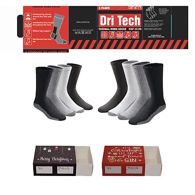 1-18 Pairs Men's Tech-Dri Heavy Duty Socks Winter Warm With Xmas Box 6-11 Lot • £15.95