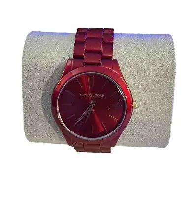 Michael Kors Slim Runway Women's Watch Stainless Steel Bracelet Watch Red • $180