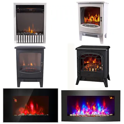Free Standing Wall Inset Electric Fireplace Heater Heating Stove Flame Effect • £59.95