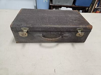 Vintage Antique Brown Leather Suitcase Early 1900s With Initials O.A.G 23x15x7 • $65