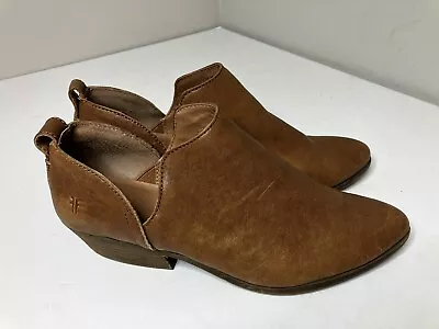 Frye Rowen Slip-On Leather Ankle Booties Women's Size 6.5M Cognac Brown 3475042 • $29