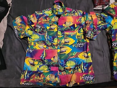 Vintage Soak City Costume Button Up Fish Hawaiian Shirt XL • $50