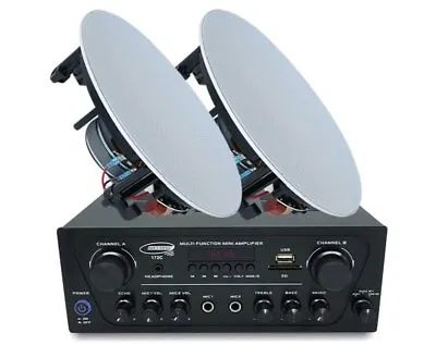 2 Channel 160W Bluetooth Amplifier + 8  Indoor Ceiling Speakers Package Pair EQ • $339