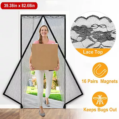 Hands-Free 82 X39  Magnetic Mosquito Mesh Door W/Heavy Duty Curtain Full Frame • $17.64