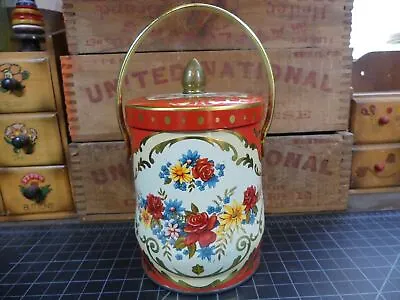 Vintage Murray Allen Tin Lithograph Candy Container Metal Floral Graphics • $14.95