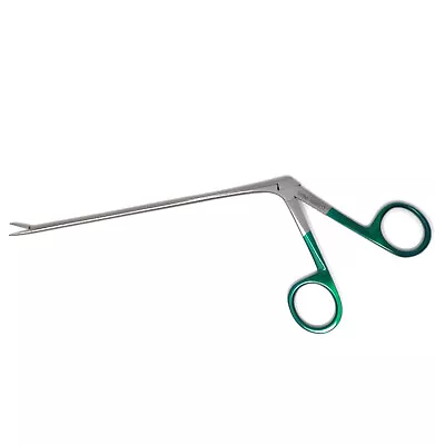 Micro Alligator Ear Forceps 5.5  Shaft Wide Oval Cup Jaws Green Finger Rings • $15.99