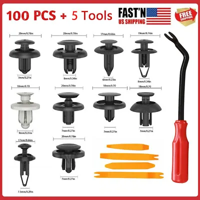 100PACK Bumper Clips FENDER TRIM Car Auto Push Pin Rivet FASTENER PANEL+ 5 Tools • $6.85