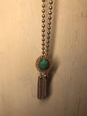 Avon Vintage Green Peking Glass Jade Bolo Lariat Necklace  • $15