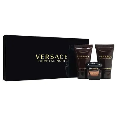 Versace Crystal Noir 3 Piece Mini Set: Bath And Shower Gel Body Lotion Perfume • $29.99