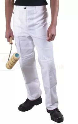 Maxim White Cotton Painter's Trousers XL Waist 42-44 Elasticated Multi Pocket • £14