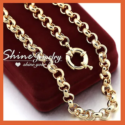 14k Yellow Gold Gf Belcher Chain Ring Link Mens Womens Solid Long Necklace 60cm • $11.38