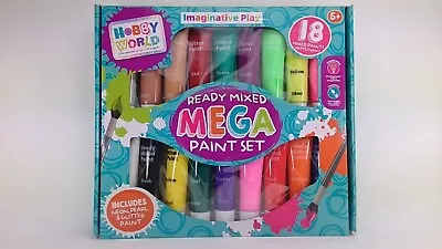 £16 • Buy Hobby World Kids Ready Mixed Mega Paint Set 18 X 36ml Neon Pearl Glitter Paint