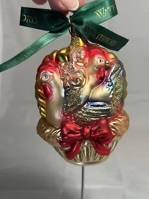 Waterford 12 Days Of Christmas 3 FRENCH HENS Blown Glass Ornament W Ribbon • $100