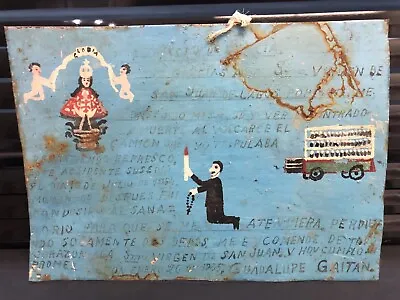 Mexican Ex-voto Tin Retablo Dec 26 1955 Guadalupe Gaitan. FREE SHIPPING • $59