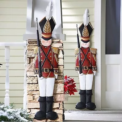 Christmas Tin Soldier Nutcracker Porch Greeter Indoor Outdoor Holiday Decor 45 H • $49.53