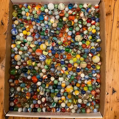 Vintage Large Lot Mixed Marbles Glass Assorted Colors + Styles • $132