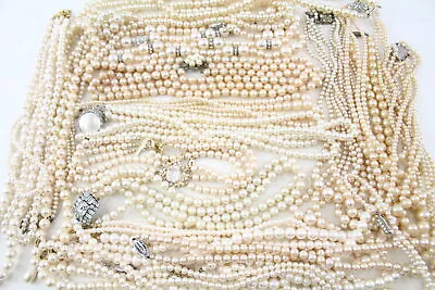 1Kg Bulk Simulated Pearl Necklaces Multi Strand Rhinestone • £1.20