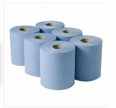 Blue / White Centre Feed Rolls 2Ply Embossed Hand Towels Centrefeed 12 24 48Pack • £14.45