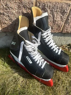 Bauer Charger Ice Hockey Skates Mens Sz 12 D US 13.5 W/Blade Guards Canada Made • $50